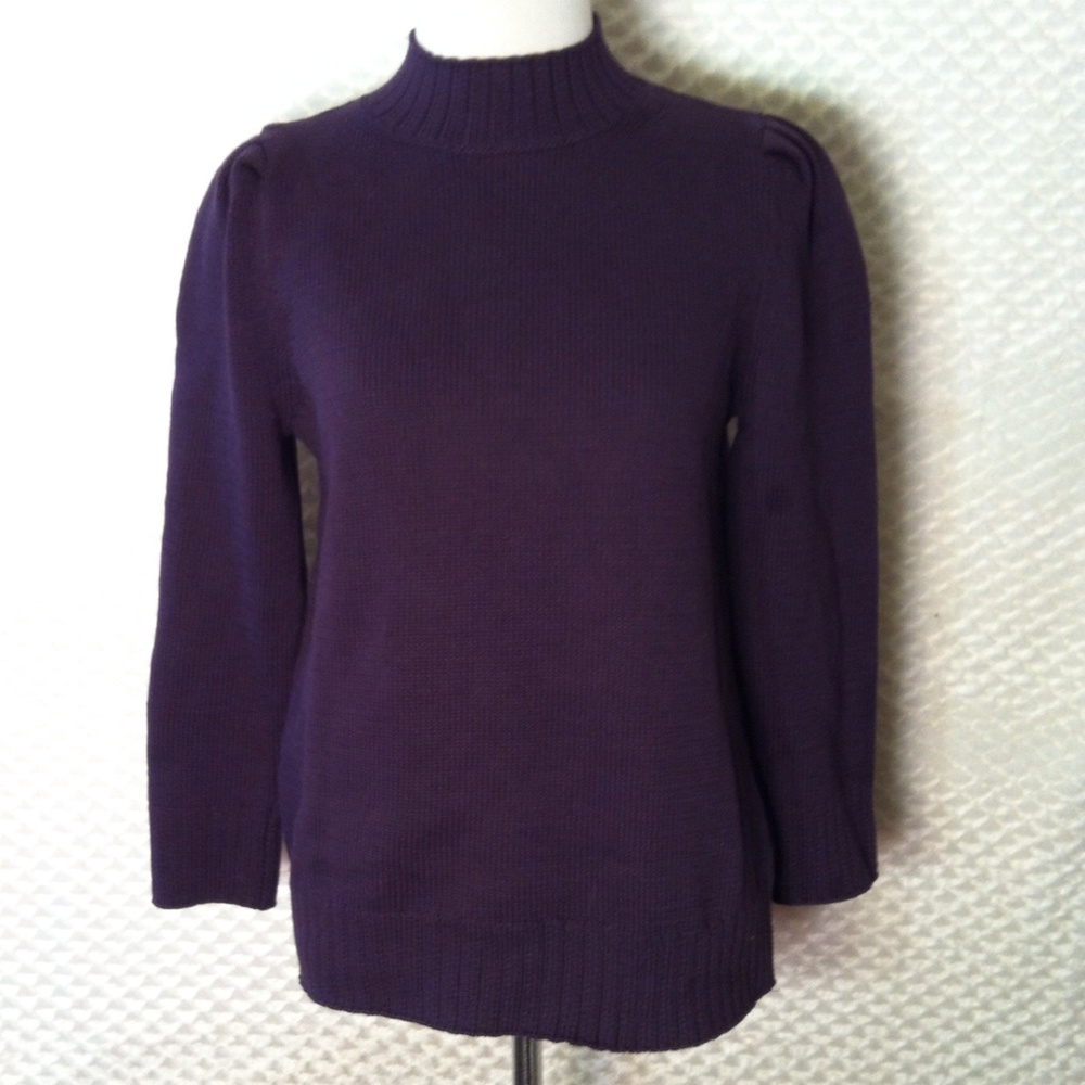 Ann Taylor Plum Puffy Shoulder Sweater